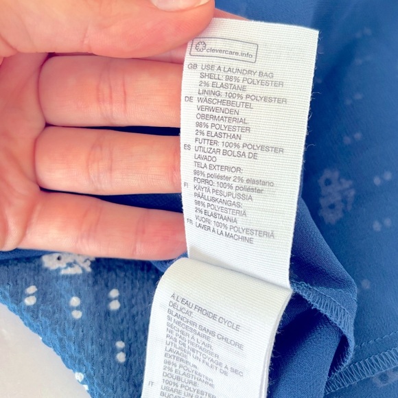 & OTHER STORIES Blue Floral White Polka Dot Flared Mini Summer Dress Size 10 - Picture 9 of 10